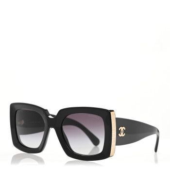 CHANEL Acetate Rectangle Sunglasses 5435 Black