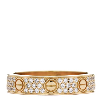 CARTIER 18K Yellow Gold Diamond 4mm LOVE Wedding Paved Band Ring 51 5.75