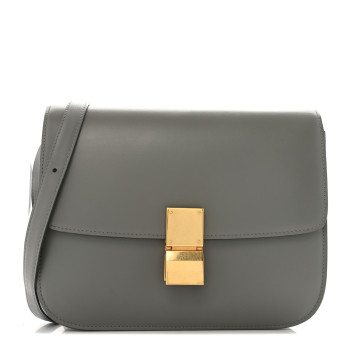 CELINE Box Calfskin Medium Classic Box Flap Bag Zinc