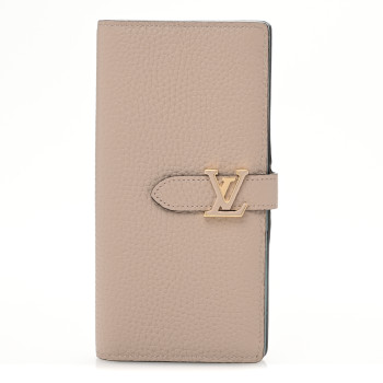 LOUIS VUITTON Taurillon LV Vertical Capucines Wallet Galet Aquamarine
