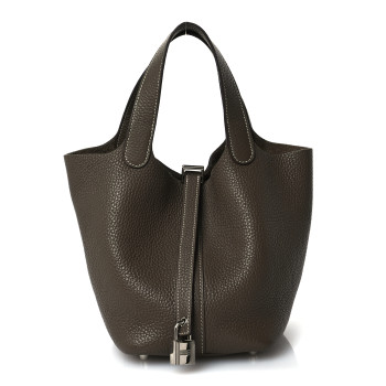 HERMES Taurillon Clemence Picotin Lock 18 PM Etoupe