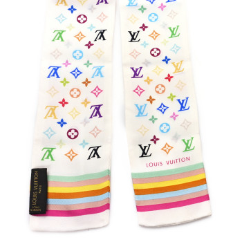 LOUIS VUITTON LV X TM Silk Monogram Multicolor BB Bandeau White