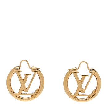 LOUIS VUITTON Metal Small Louise Hoop Earrings Gold