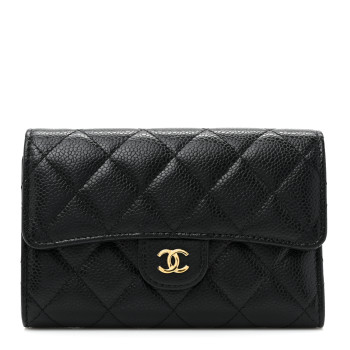 CHANEL Caviar Quilted Medium Flap Wallet Black
