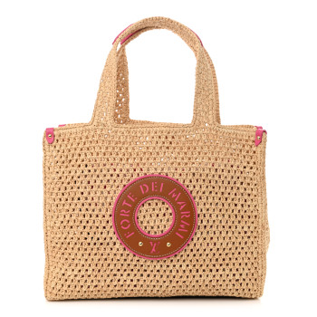 LOUIS VUITTON Raffia Calfskin Forte Del Marmi OnTheGo MM Natural Fuchsia
