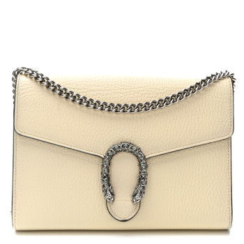 GUCCI Dollar Calfskin Mini Dionysus Chain Wallet Mystic White