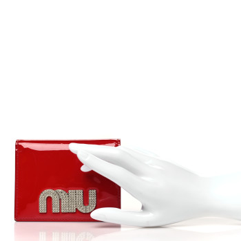 MIU MIU Vernice Crystal Logo Wallet Red