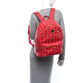 MCM Visetos Medium Sprinkle Stud Stark Backpack Red