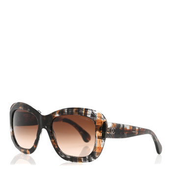 CHANEL Acetate Square Plaid Frame Sunglasses 5324 Grey