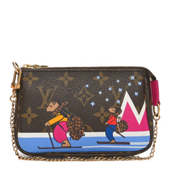 LOUIS VUITTON Monogram 2018 Christmas Animation Mini Bears Pochette Accessories