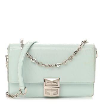 GIVENCHY Patent Textured Goatskin Small 4G Crossbody Sky Blue