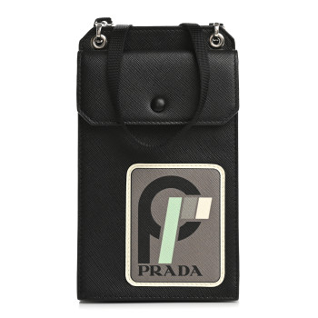 PRADA Saffiano Racing Logo Patch Mini Bag Black