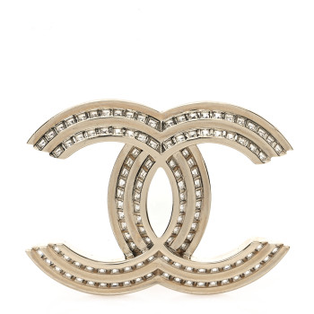 CHANEL Crystal CC Brooch Light Gold