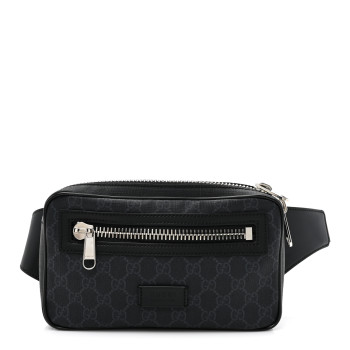 GUCCI Soft GG Supreme Monogram Web Belt Bag Black Grey