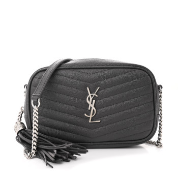 SAINT LAURENT Grain De Poudre Matelasse Monogram Mini Lou Camera Bag Storm