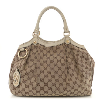 GUCCI Monogram Medium Sukey Tote Off White