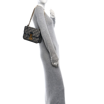 CHRISTIAN DIOR Oblique Small DiorAddict Flap Bag Navy Blue