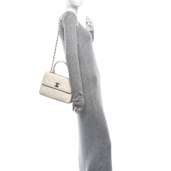 CHANEL Lambskin Quilted Small Trendy CC Dual Handle Flap Bag White