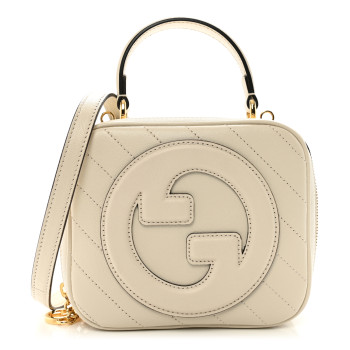 GUCCI Sakai Be Green Calfskin Diagonal Stitched Blondie Top Handle Bag Mystic White