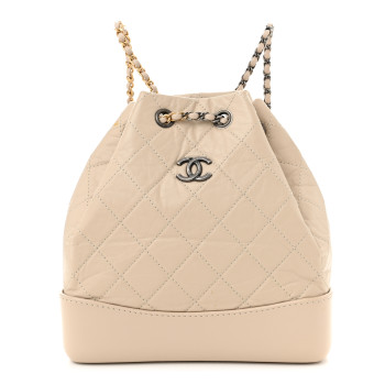 CHANEL Aged Calfskin Quilted Small Gabrielle Backpack Beige
