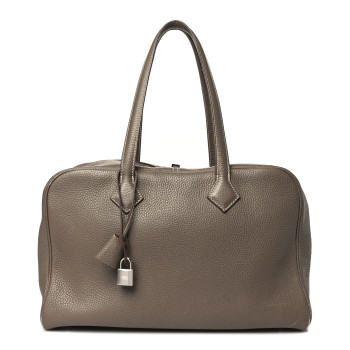 HERMES Taurillon Clemence Victoria II 35 Etoupe