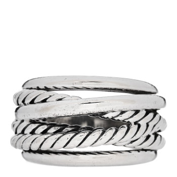 DAVID YURMAN Sterling Silver 14mm Wide Crossover Cable Ring 54 7