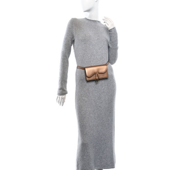 CHRISTIAN DIOR Metallic Grained Calfskin Saddle Belt Bag Gold