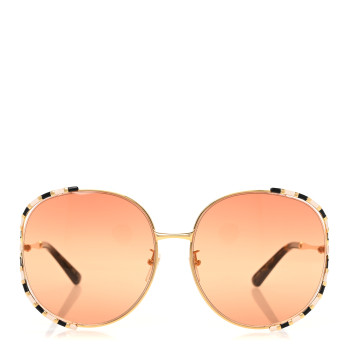 GUCCI Metal Round Frame GG0595S Sunglasses Gold Black
