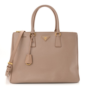 PRADA Saffiano Lux Large Galleria Double Zip Tote Cammeo
