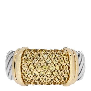 DAVID YURMAN Sterling Silver 18K Yellow Gold Yellow Sapphire 10mm Metro Cable Ring 54 7