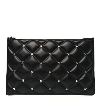 VALENTINO GARAVANI Nappa Candystud Zip Pouch Black