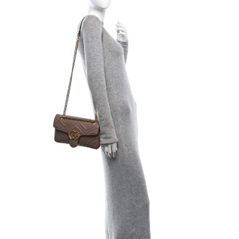 GUCCI Calfskin Matelasse Small GG Marmont Shoulder Bag Porcelain Rose