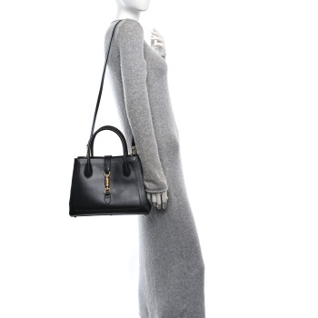 GUCCI Boarded Plutone Calfskin Medium Jackie 1961 Tote Black