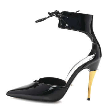 GUCCI Vitello Vernice Soft Nappa Priscilla Ankle Cuff Pumps 37.5 Black