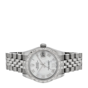 ROLEX Stainless Steel 18K White Gold Diamond Mother of Pearl 31mm Oyster Perpetual Datejust Watch Roman 178344