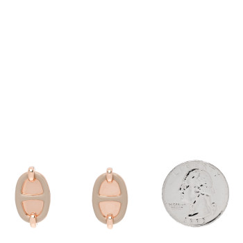 HERMES Enamel Mini Maillon Earrings Marron Glace