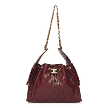 CHANEL Caviar Quilted Small Chanel 25 Handbag Burgundy