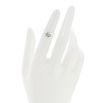 GUCCI Sterling Silver 6mm Interlocking G Open Band Ring 47 4.25
