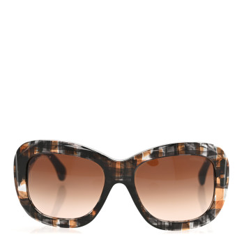 CHANEL Acetate Square Plaid Frame Sunglasses 5324 Grey