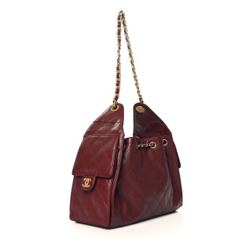 CHANEL Caviar Quilted Small Chanel 25 Handbag Burgundy