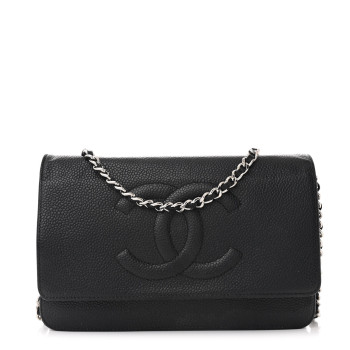 CHANEL Caviar Timeless CC Wallet On Chain WOC Black