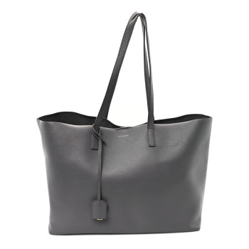 SAINT LAURENT Calfskin Large Shopping Tote Fog