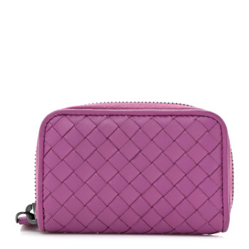 BOTTEGA VENETA Nappa Intrecciato Zip Around Coin Purse Peony