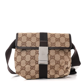 GUCCI Monogram Waist Pouch Bag Dark Brown