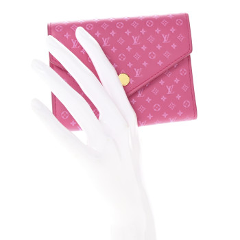 LOUIS VUITTON Calfskin Nanogram Embossed Victorine Wallet Rose