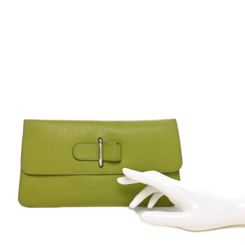 HERMES Chevre Chaine D'Ancre Clutch Vert Anis