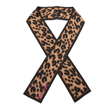 LOUIS VUITTON Silk Leopard Bandeau Scarf Marron