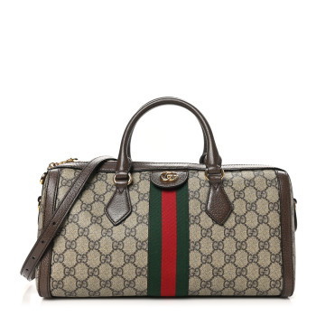 GUCCI GG Supreme Monogram Web Medium Ophidia Boston Brown