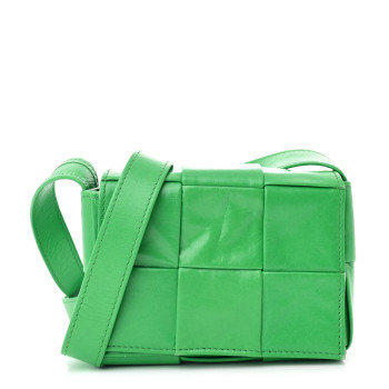 BOTTEGA VENETA Crinkled Lambskin Maxi Intrecciato Extra Mini Cassette Crossbody Bag Parakeet