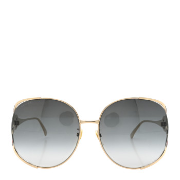 GUCCI Metal Oversized Round Frame GG0225S Sunglasses Gold